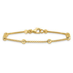 14K Polished and Diamond-cut Beaded Bracelet