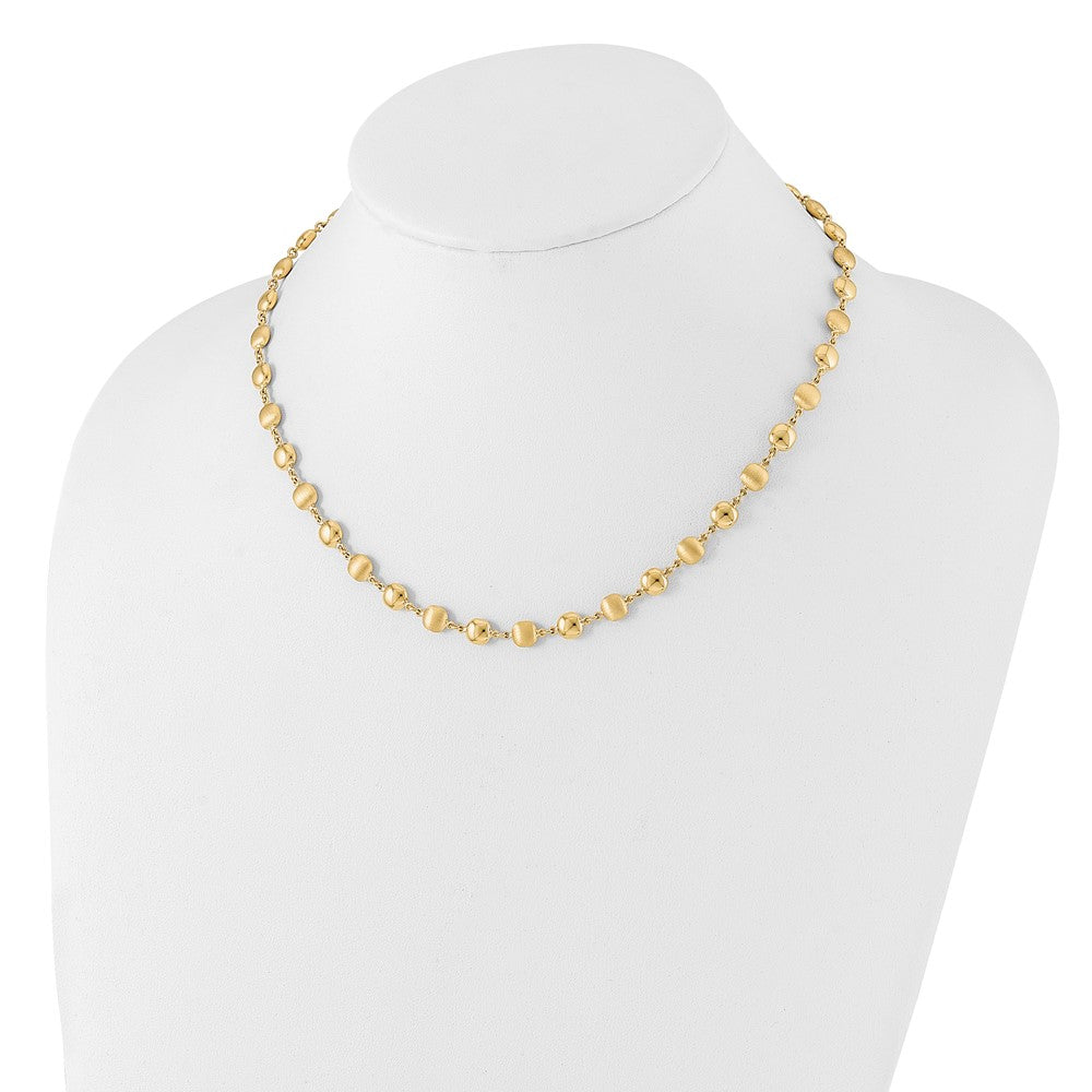 14K Polished and Satin Puffed Circles Necklace