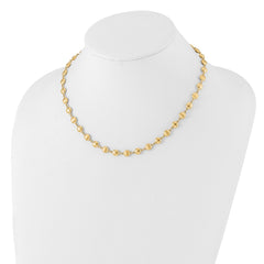 14K Polished and Satin Puffed Circles Necklace