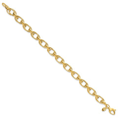 14K Polished 7.5mm Fancy Double Link 8 inch Bracelet
