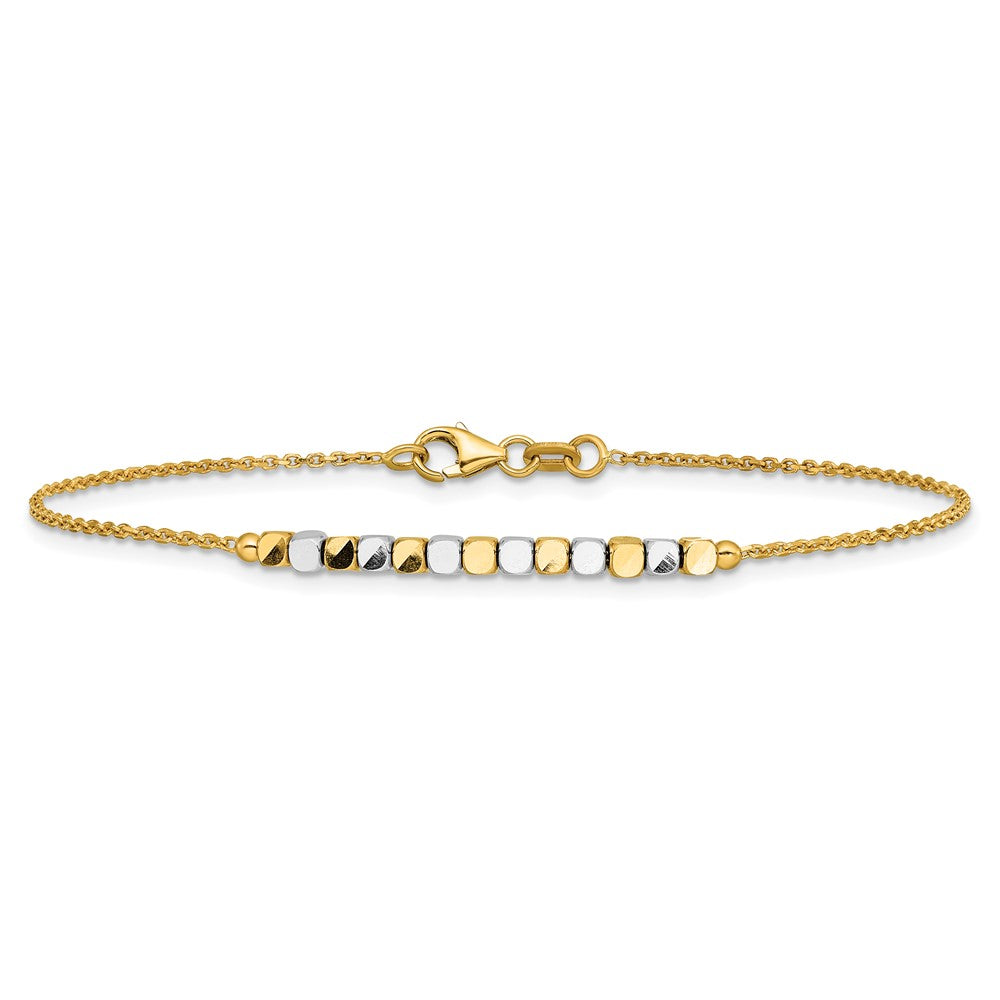 14K Two-tone Beaded 7.5in Bracelet