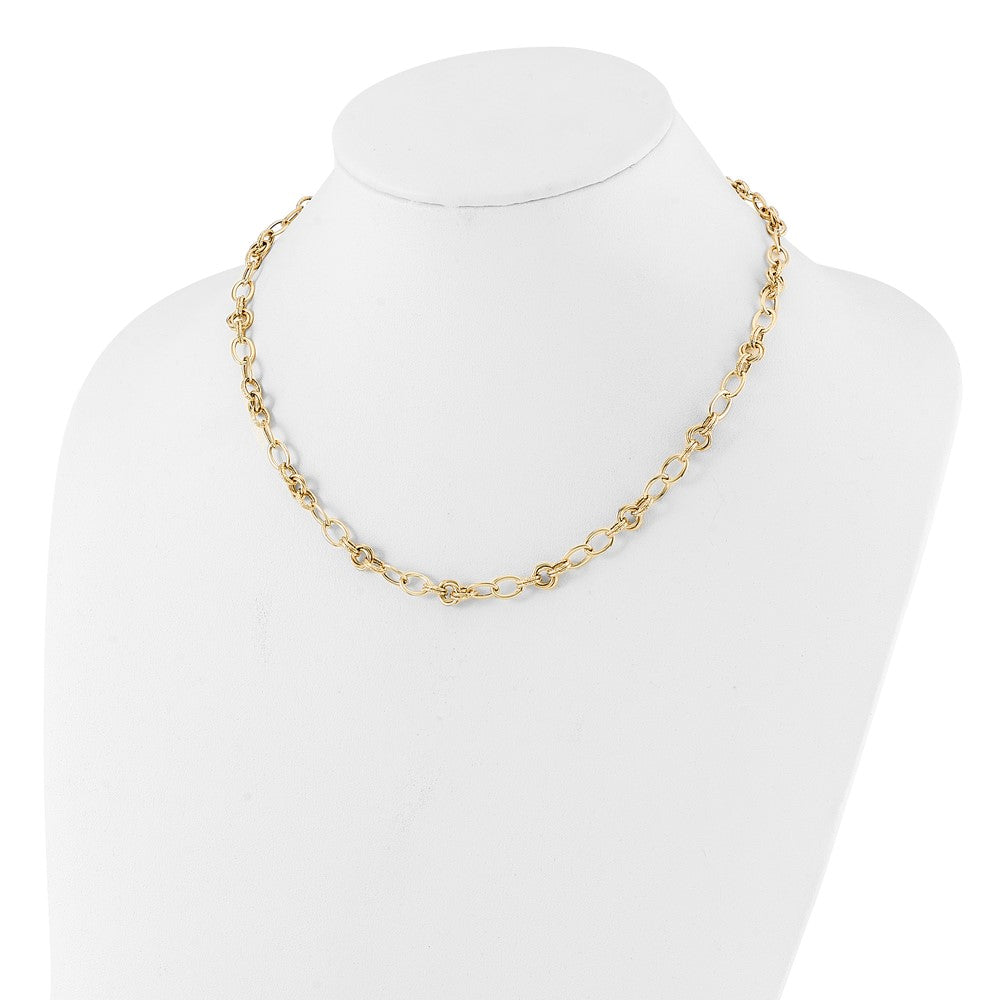 14k Polished and Textured Fancy Link Necklace