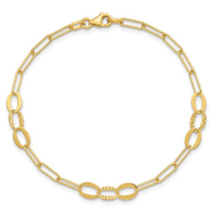 14K Diamond-cut Oval and Paperclip Link 7.25 inch Bracelet