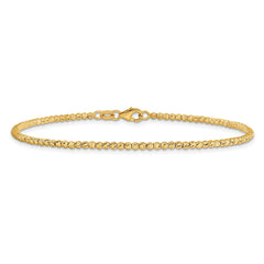 14K Polished and Diamond-cut Beaded Bracelet