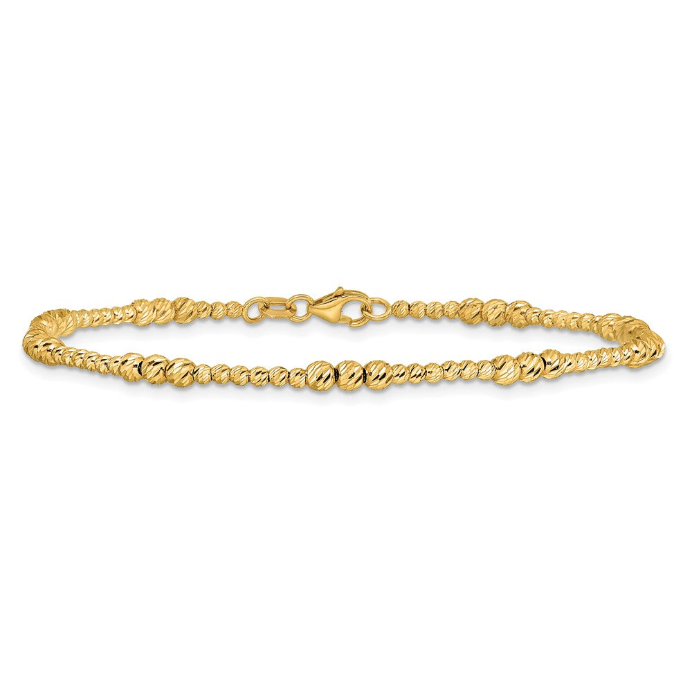 14K Diamond-cut Beaded 7.5in Bracelet