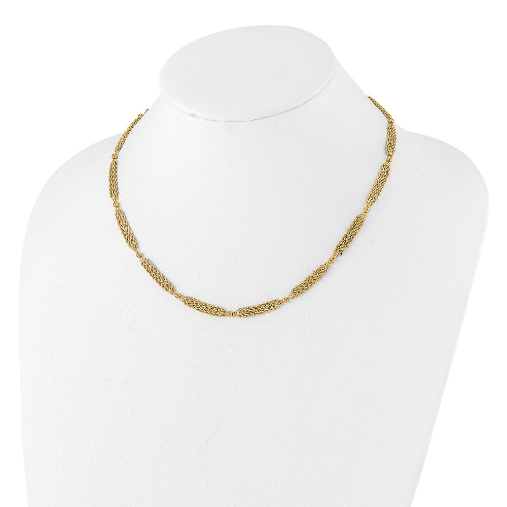 14k Polished Multi-Strand Diamond-cut Rope and Beaded 18.25 inch Necklace