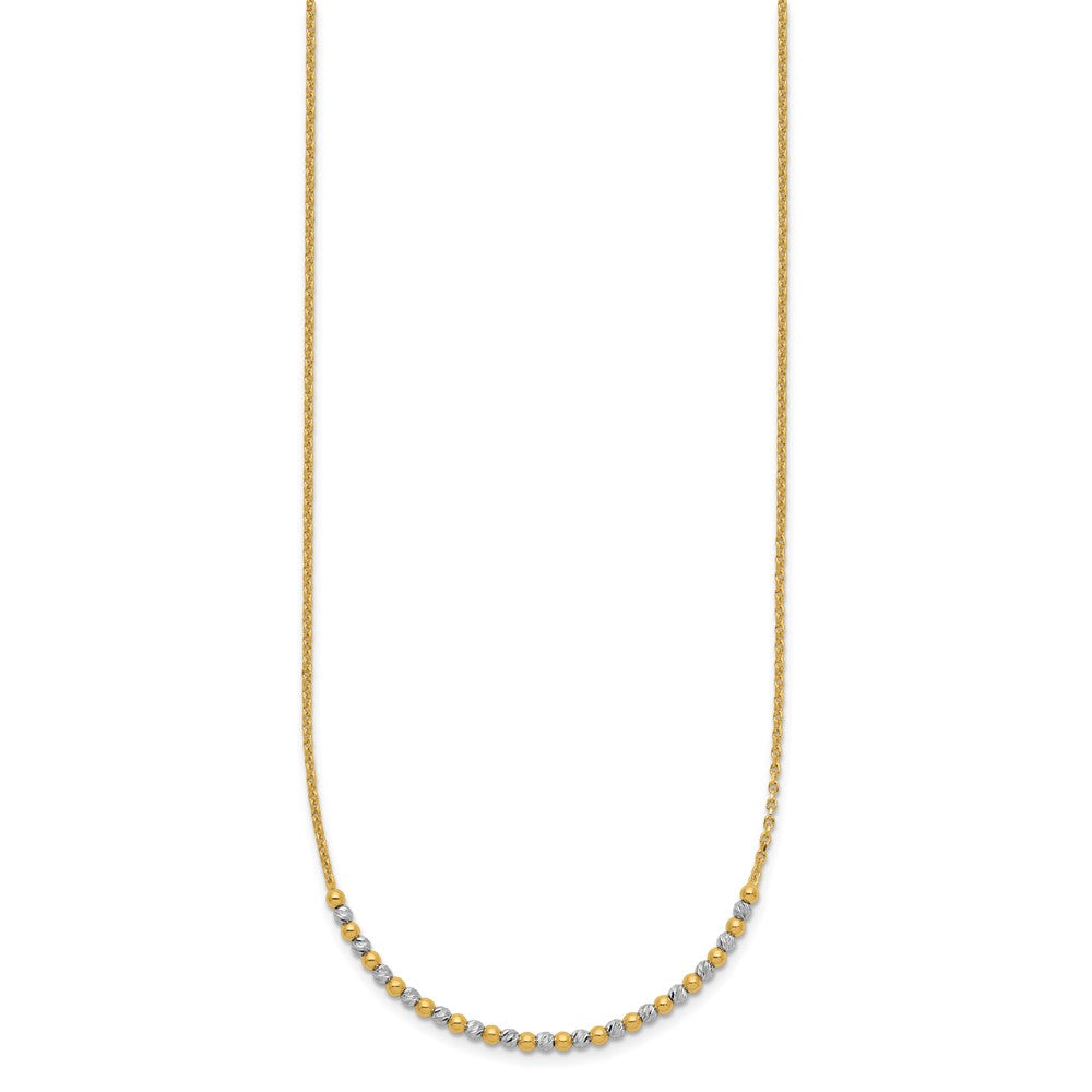 14K Two-tone Diamond-cut Beaded 18in Necklace