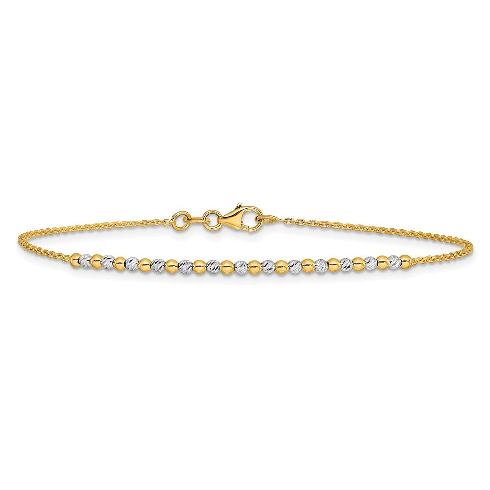 14K Two-tone Diamond-cut Beaded 18in Necklace