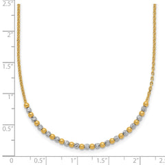 14K Two-tone Diamond-cut Beaded 18in Necklace