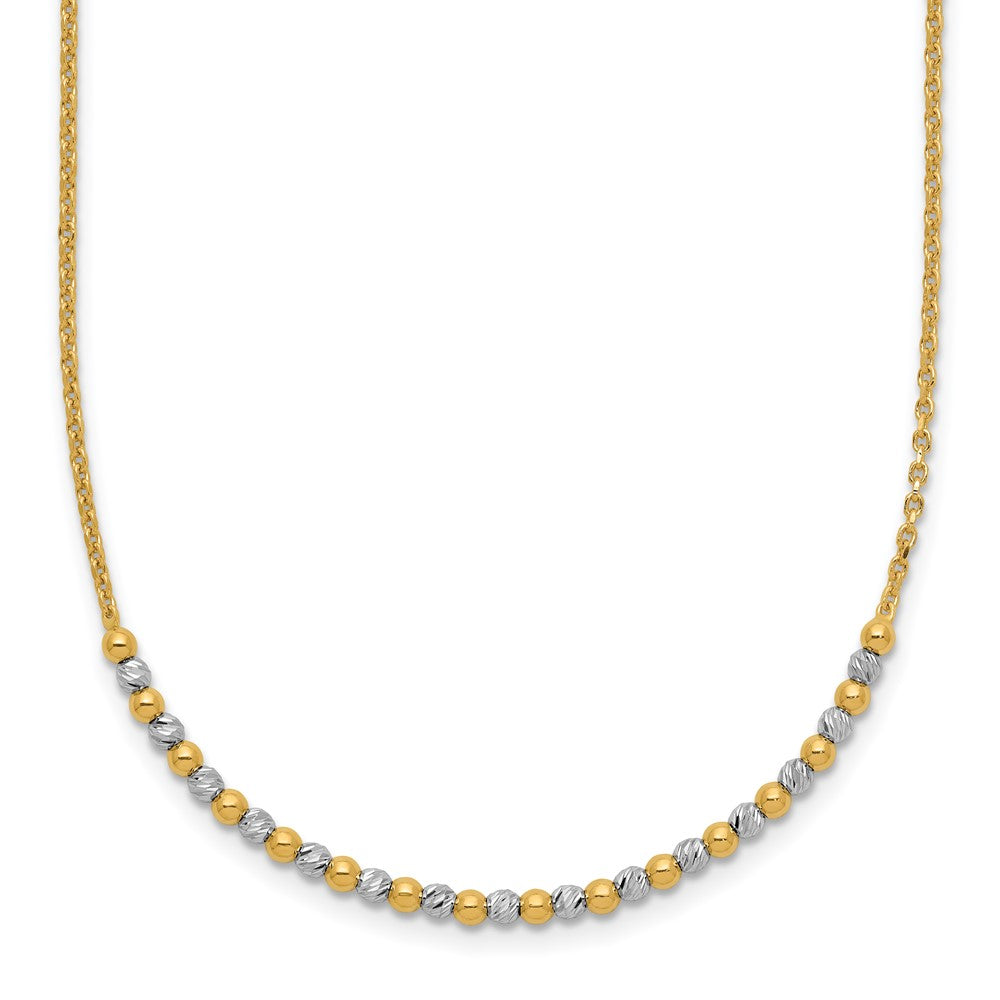 14K Two-tone Diamond-cut Beaded 18in Necklace