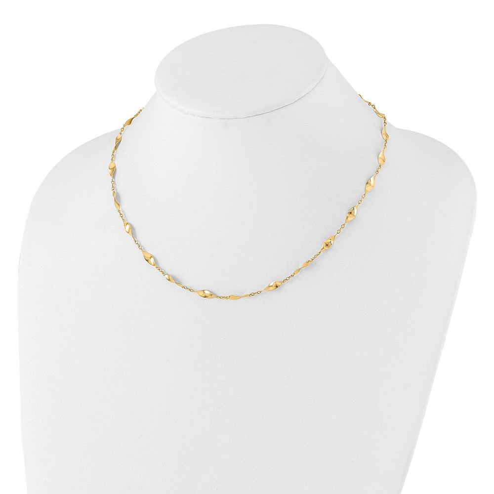 14K Polished Fancy Twisted Links 18 inch Necklace