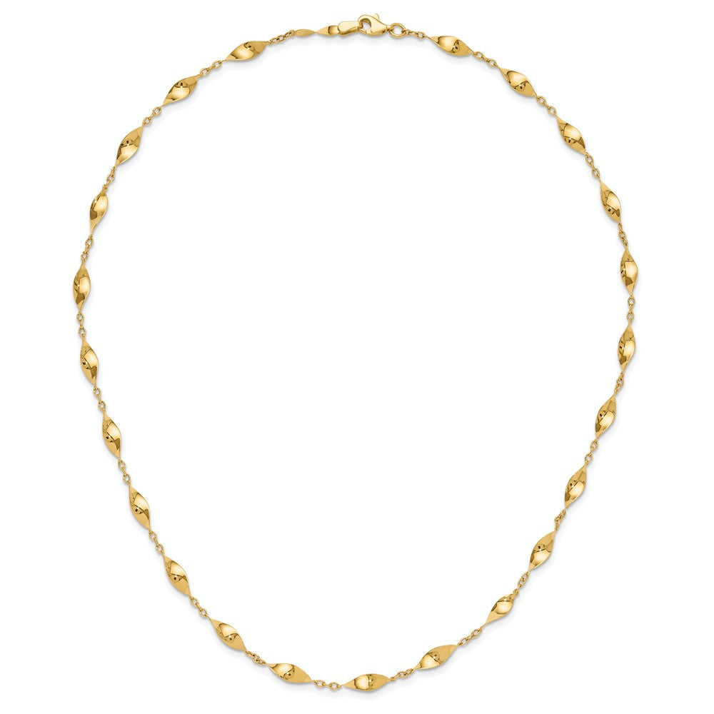 14K Polished Fancy Twisted Links 18 inch Necklace