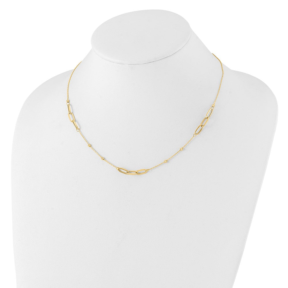 14K Polished and Diamond-cut Fancy Necklace