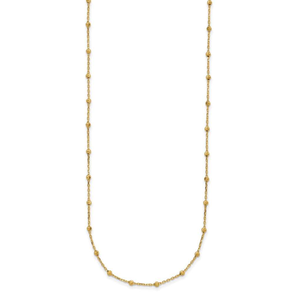 14K Polished and Diamond-cut Beaded Necklace