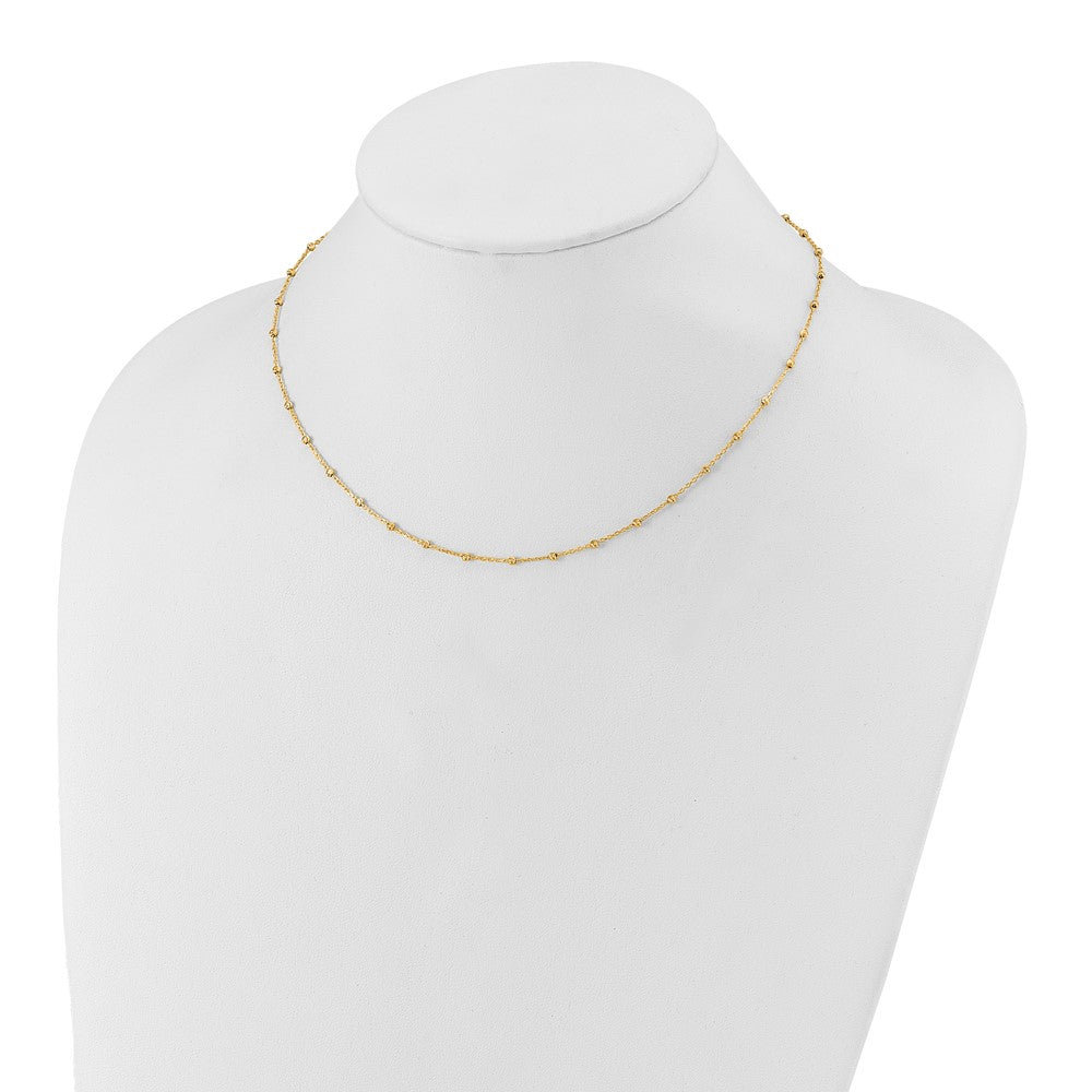 14K Polished and Diamond-cut Beaded Necklace