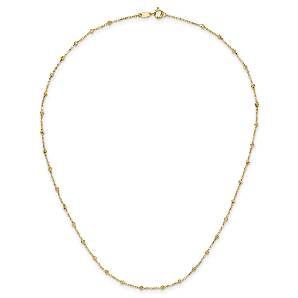 14K Polished and Diamond-cut Beaded Necklace