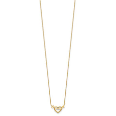14k Polished Heart with Arrow 18 inch Necklace Plus 2 inch Extender