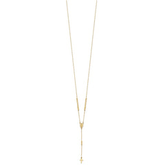 14K Polished Miraculous Medal and Cross Rosary Design 17.75 inch Y-Drop Necklace