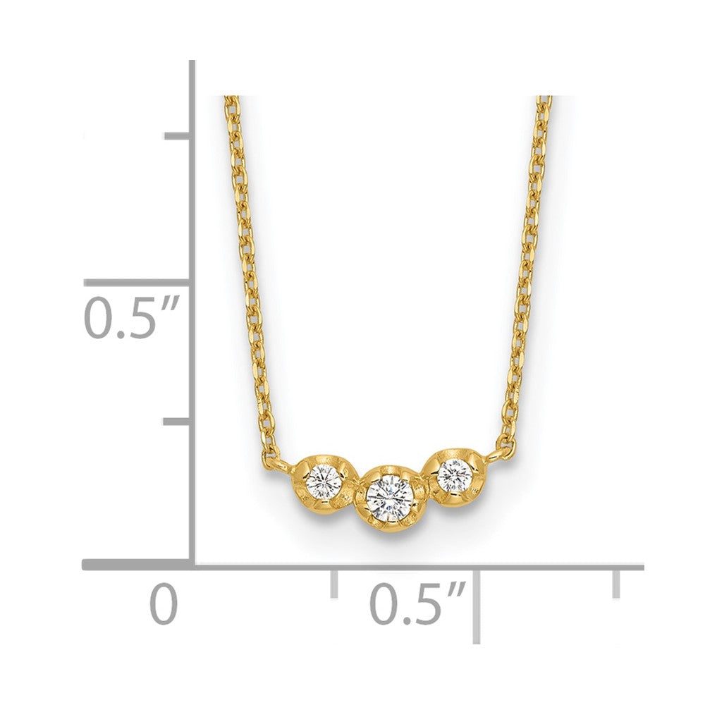 14k Polished 3-Stone CZ 18 inch Necklace Plus 2 inch Extender