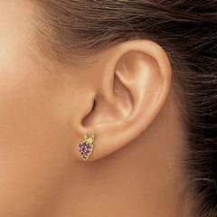 14K Gold Amethyst and Peridot Grapes Post Earrings