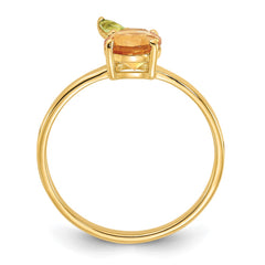 14K Gold Citrine and Peridot Orange Ring