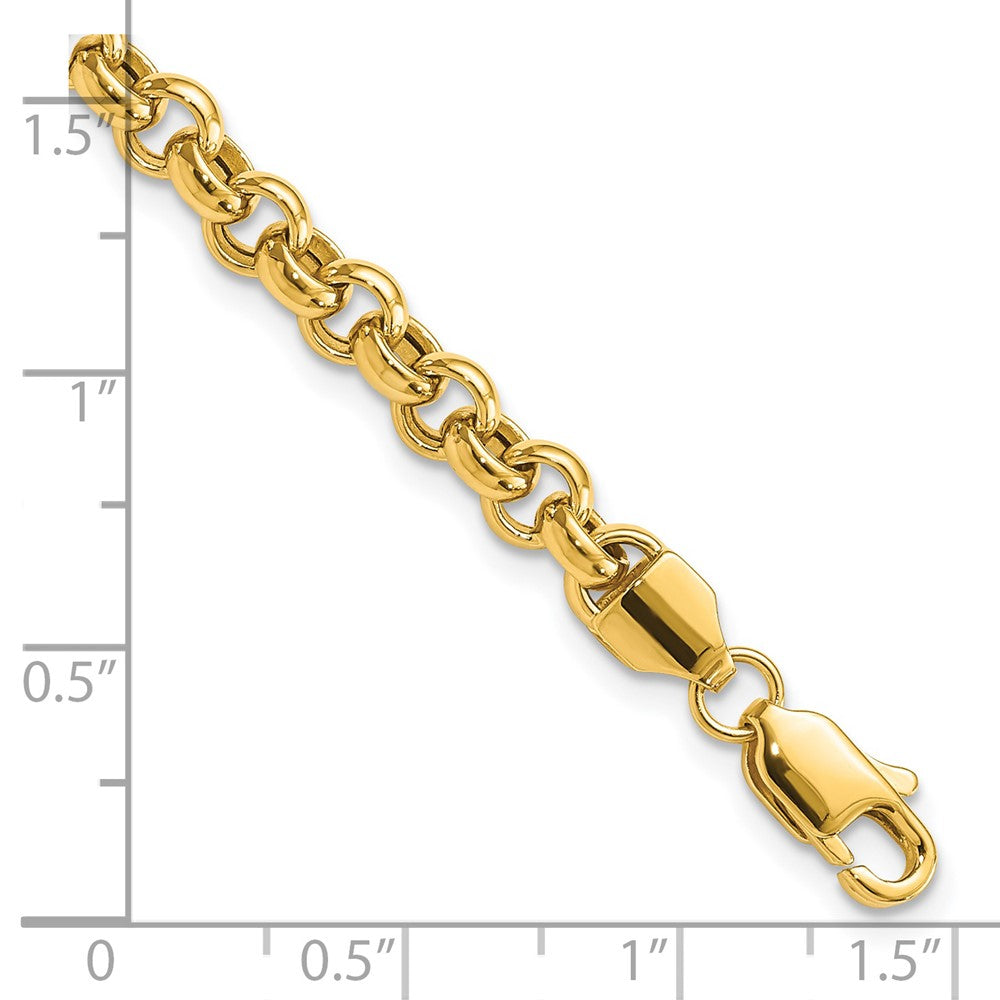 14k Polished Fancy 5mm Rolo Link 8.5 inch Bracelet