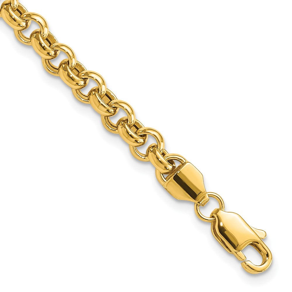 14k Polished Fancy 5mm Rolo Link 8.5 inch Bracelet