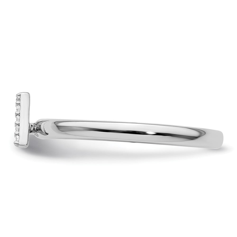 14K White Gold Stackable Diamond Initial A Ring