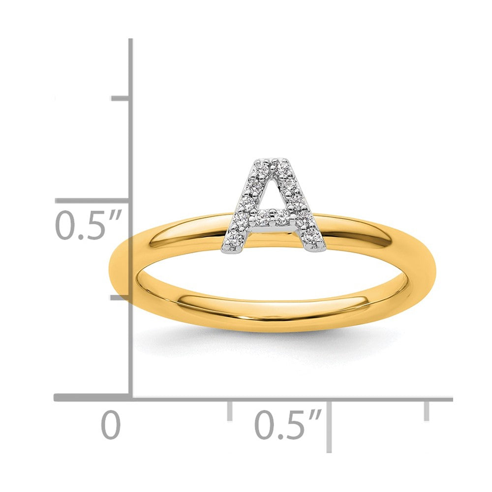 14K Stackable Diamond Initial A Ring