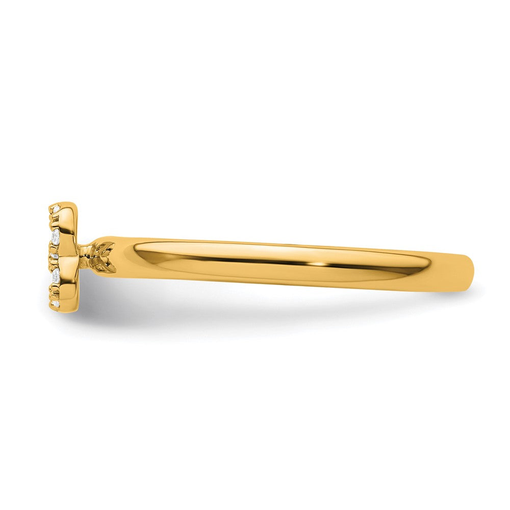 14K Stackable Diamond Initial B Ring