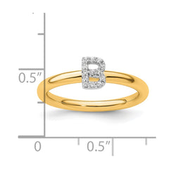14K Stackable Diamond Initial B Ring