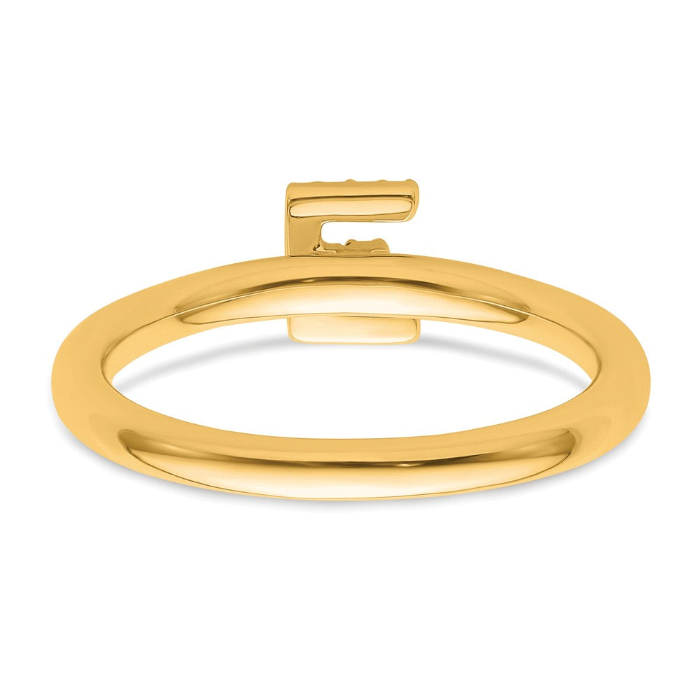 14K Stackable Diamond Initial E Ring