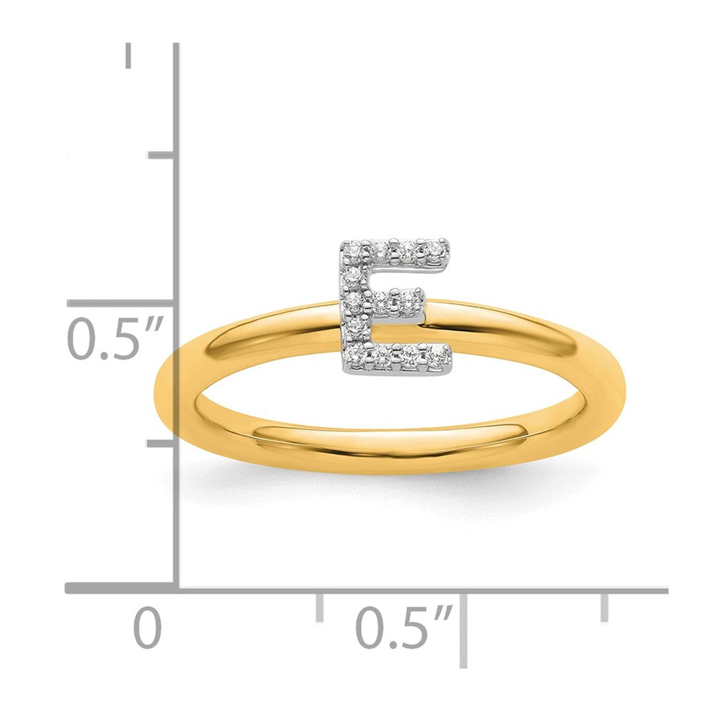 14K Stackable Diamond Initial E Ring