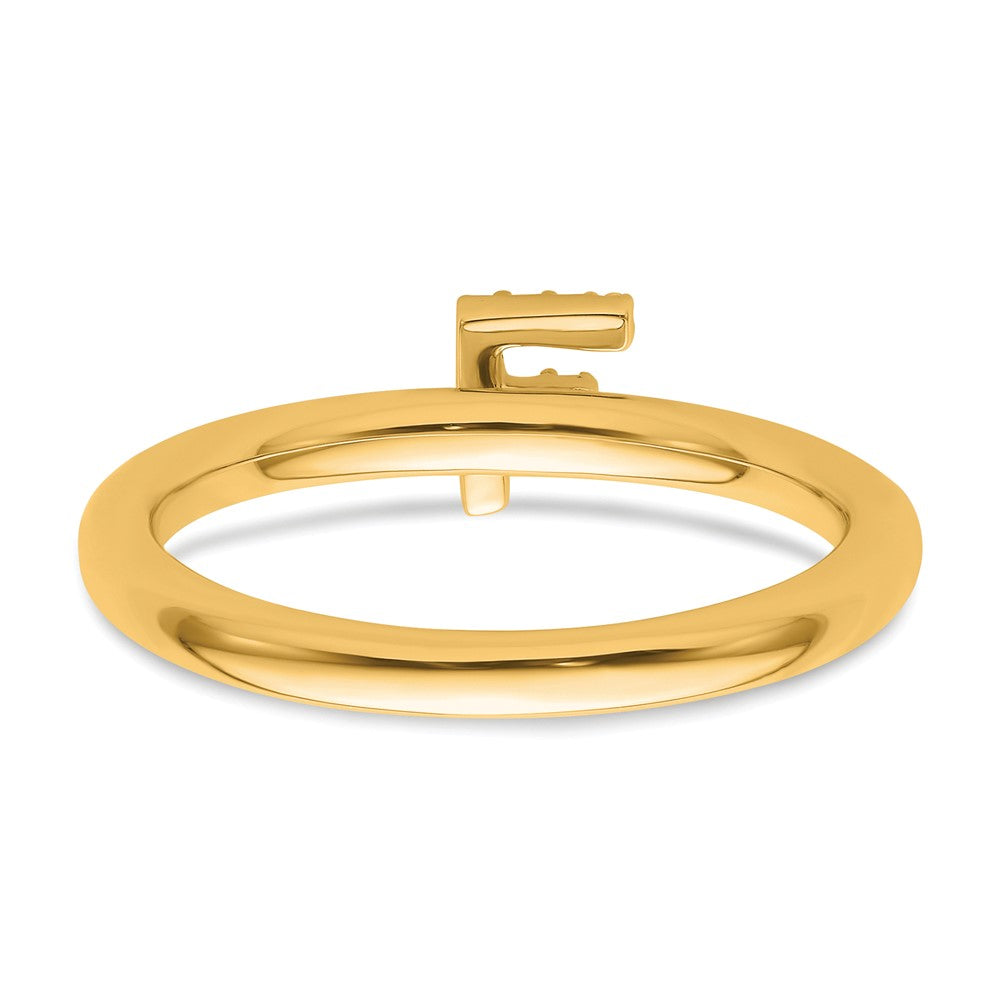 14K Stackable Diamond Initial F Ring