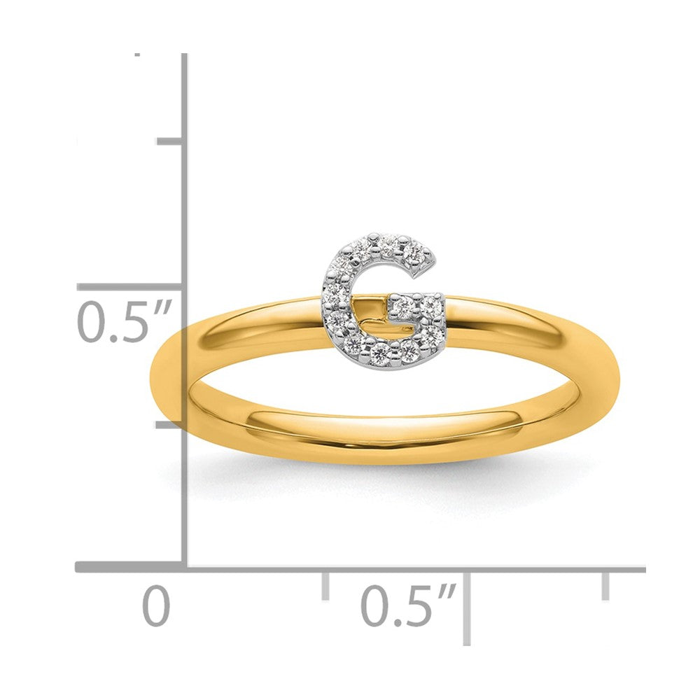14K Stackable Diamond Initial G Ring