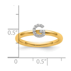 14K Stackable Diamond Initial G Ring
