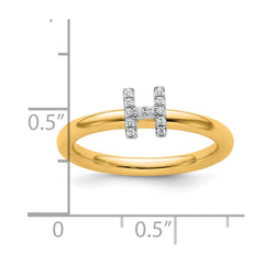 14K Stackable Diamond Initial H Ring