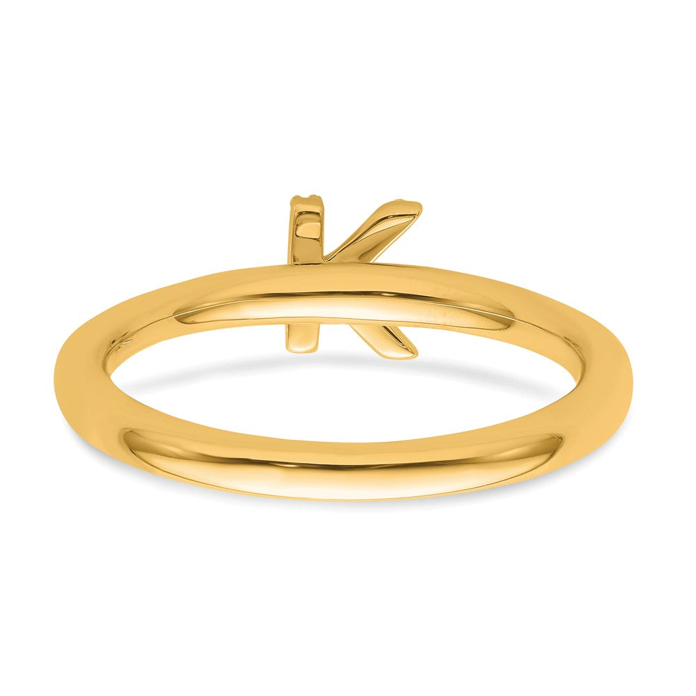 14K Stackable Diamond Initial K Ring