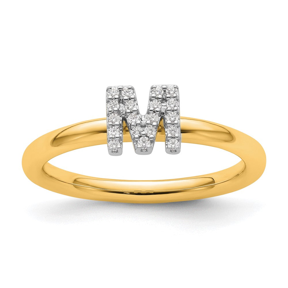 14K Stackable Diamond Initial M Ring