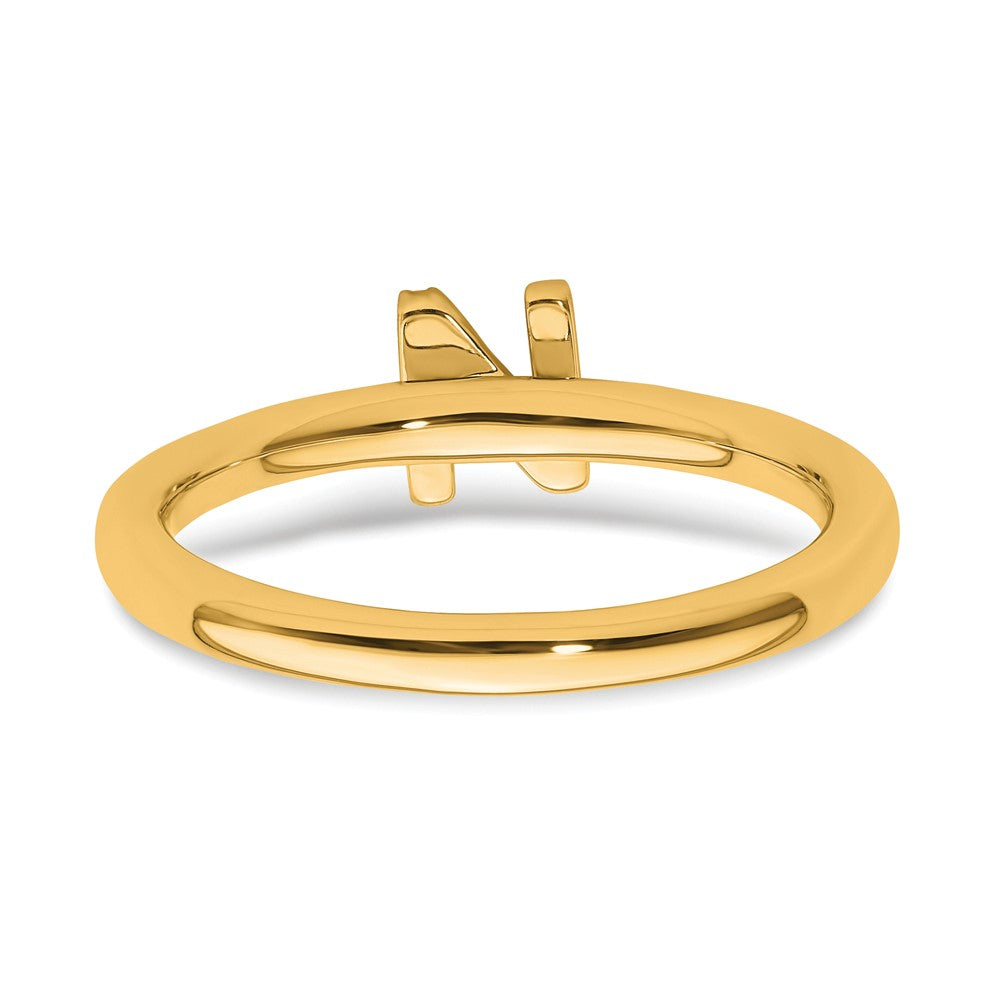 14K Stackable Diamond Initial N Ring