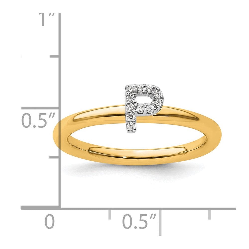 14K Stackable Diamond Initial P Ring