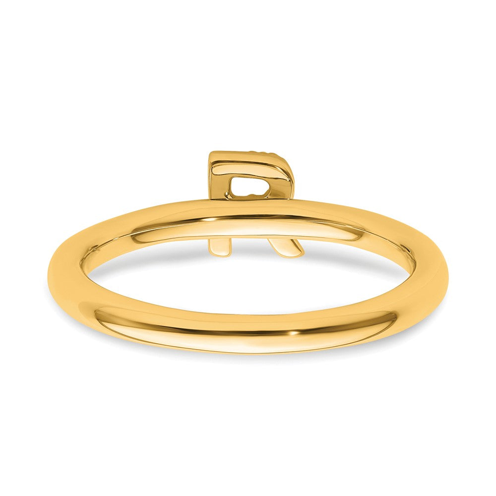 14K Stackable Diamond Initial R Ring