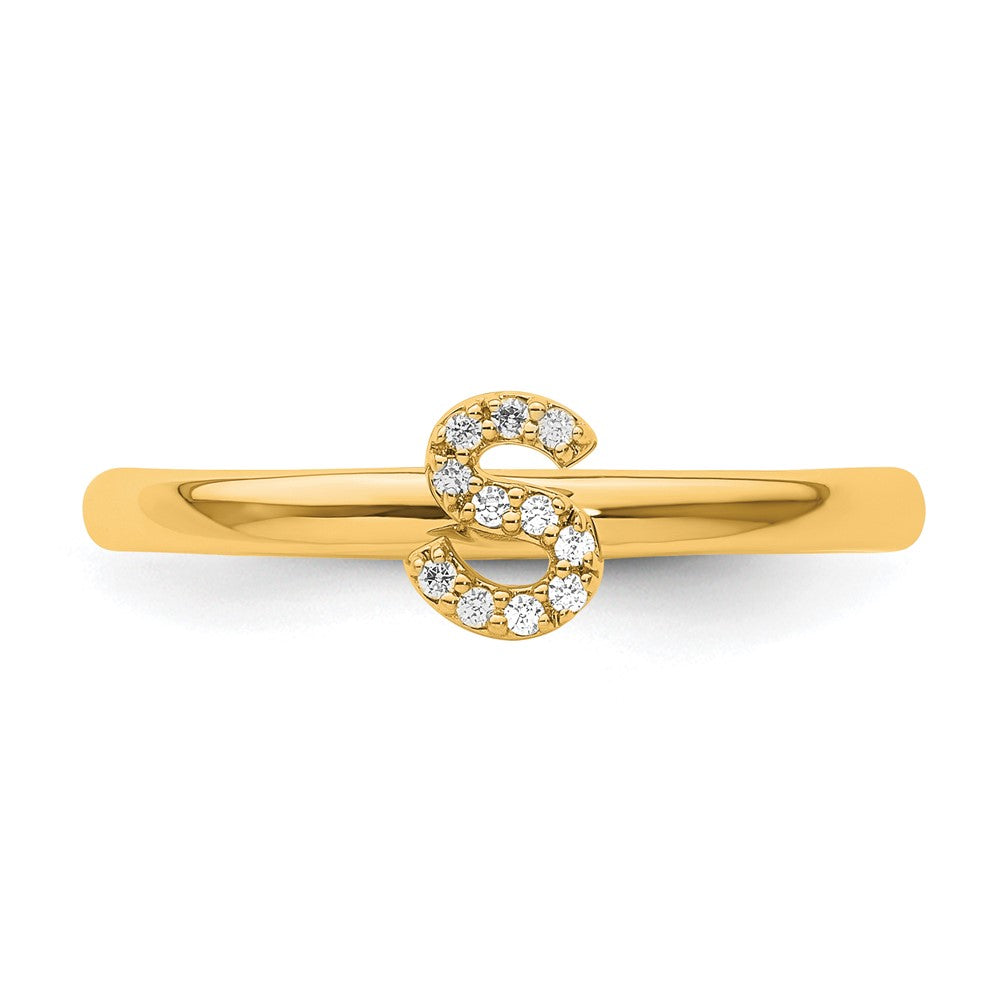 14K Stackable Diamond Initial S Ring