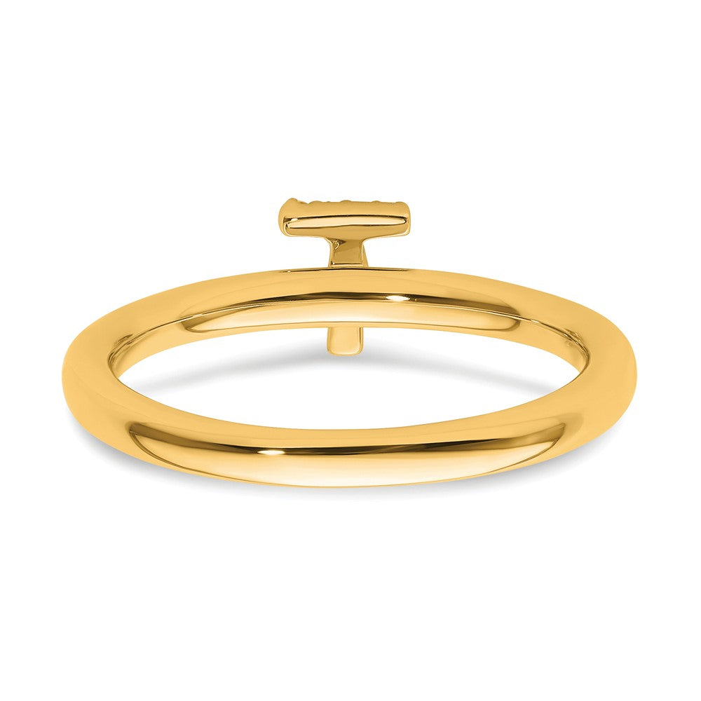 14K Stackable Diamond Initial T Ring