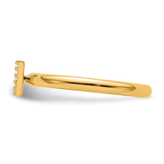 14K Stackable Diamond Initial V Ring