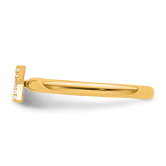 14K Stackable Diamond Initial X Ring