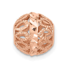 14k Rose Gold Diamond-cut Filigree Ball Chain Slide