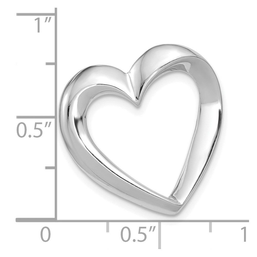 14k White Gold Polished Heart Slide Fits up to 4mm Regular/6mm Fancy or Reversible Omega