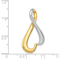 14k Two-tone Polished Slide Fits up to 4mm Regular/6mm Fancy or Reversible Omega