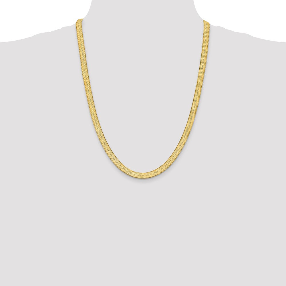 14K 24 inch 6.5mm Silky Herringbone with Lobster Clasp Chain